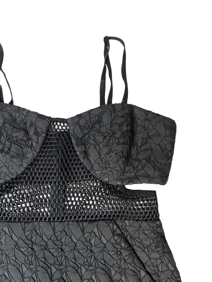Black Mesh Cutout Dress - 2