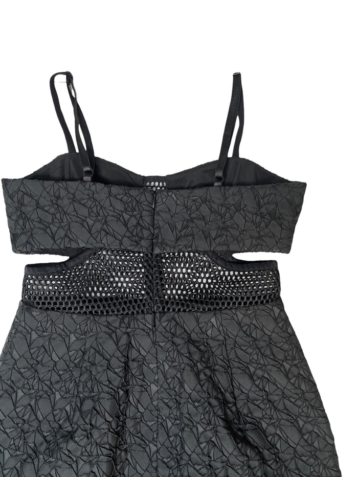 Black Mesh Cutout Dress - 2