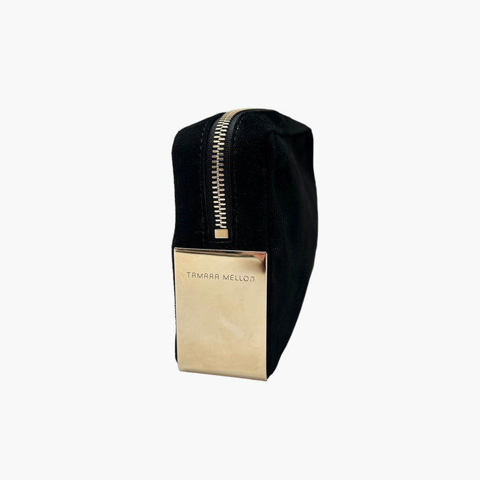 Black Suede & Gold Clutch