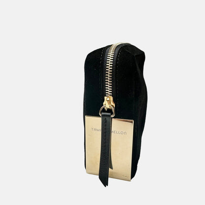 Black Suede & Gold Clutch