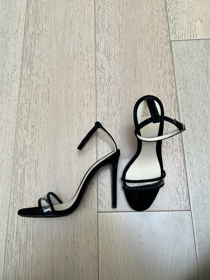 Black Suede High Heel Sandals - 7