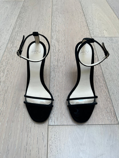 Black Suede High Heel Sandals - 7
