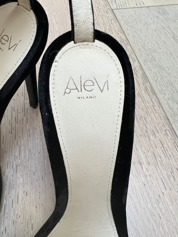 Black Suede High Heel Sandals - 7