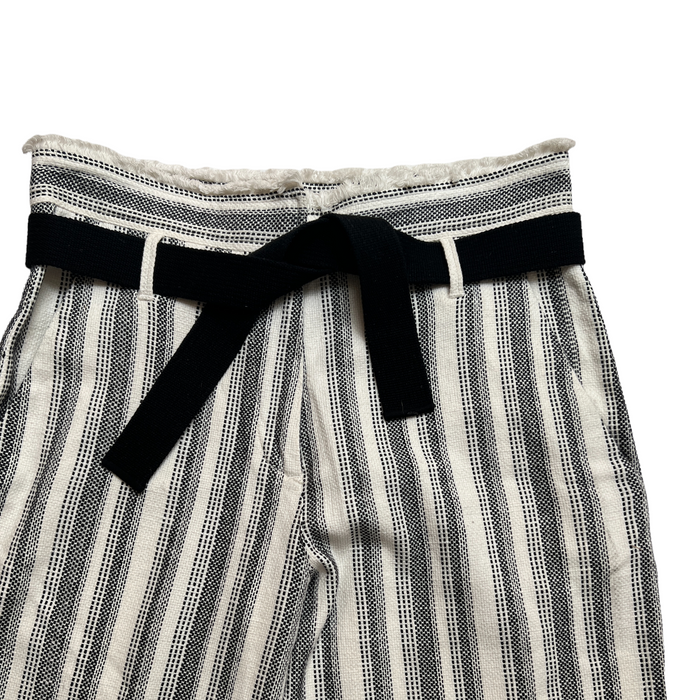 Black & White Cotton Pants with Belt - M