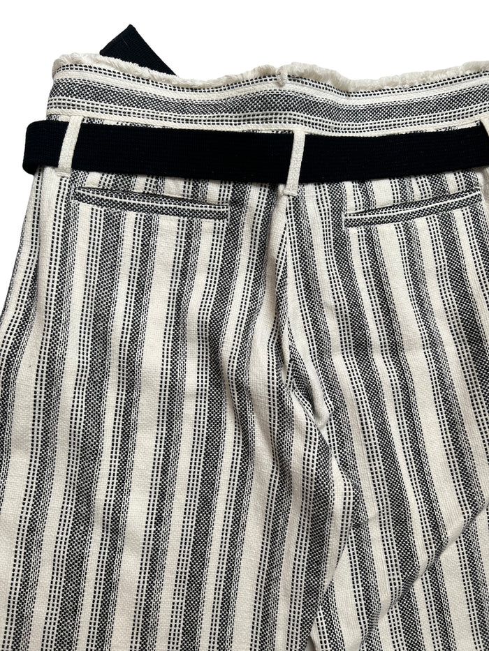 Black & White Cotton Pants with Belt - M