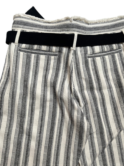 Black & White Cotton Pants with Belt - M