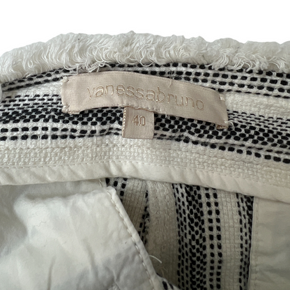 Black & White Cotton Pants with Belt - M