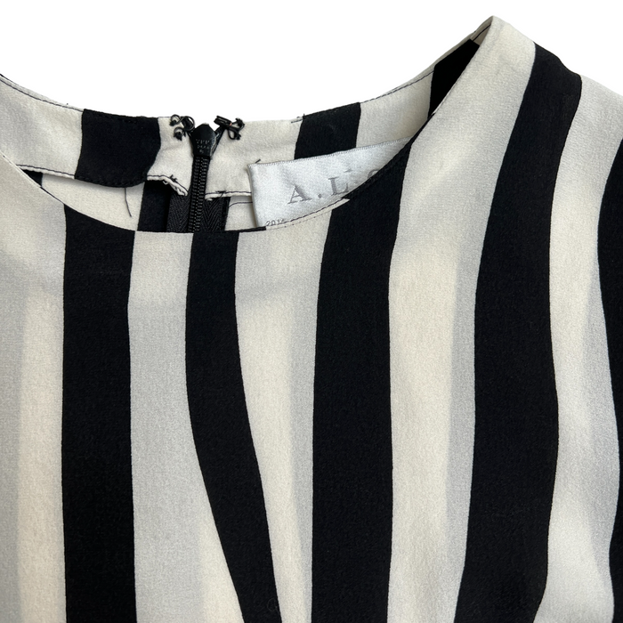 Black & White Striped Silk Blouse - XS
