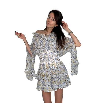 Blue Flower Print Dress - XS