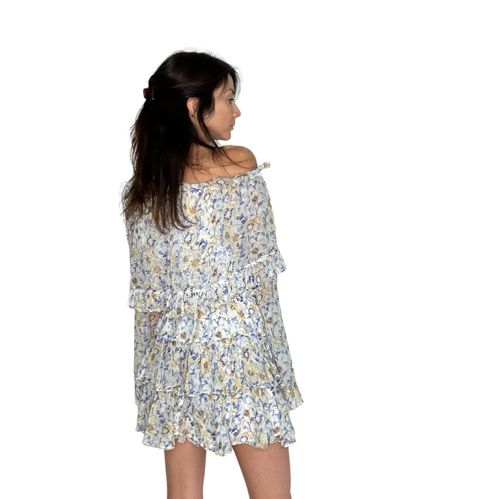 Blue Flower Print Dress - XS