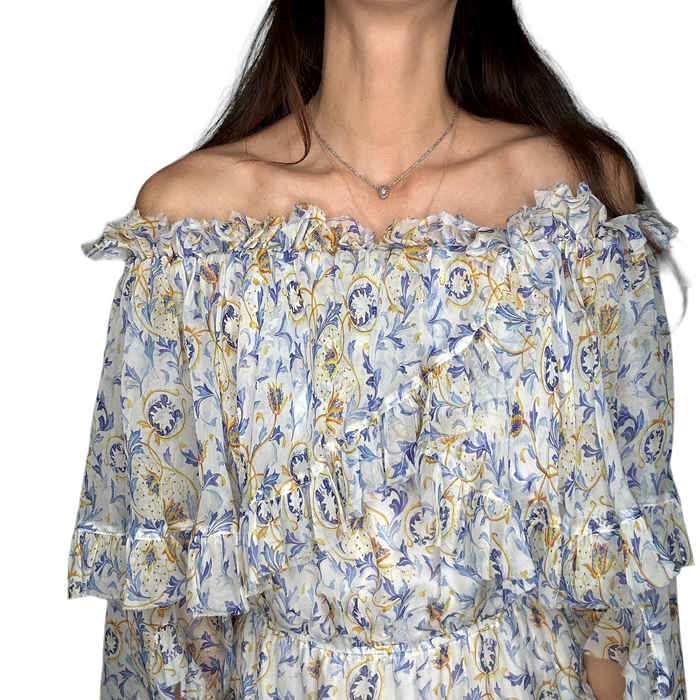 Blue Flower Print Dress - XS