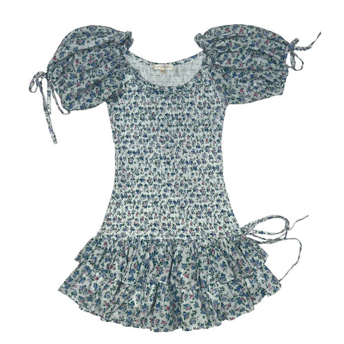 Blue Flowery Dress - XS