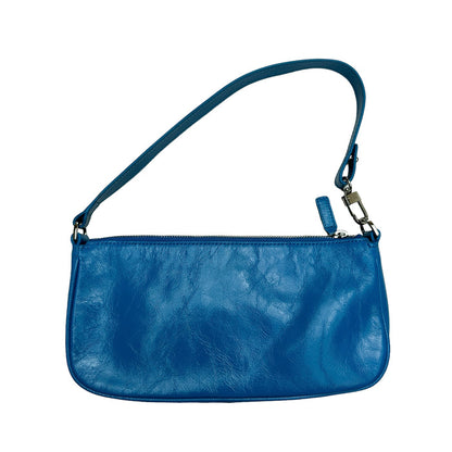 Blue Leather Shoulder Bag
