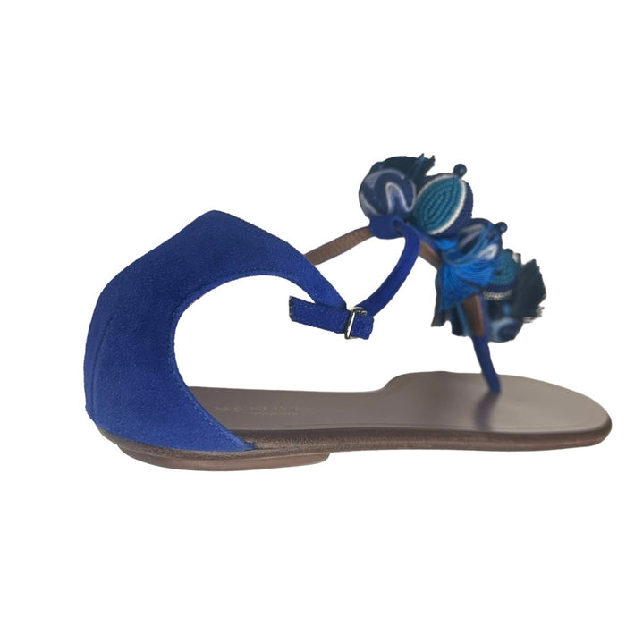 Blue Suede & Beads Sandals - 7.5