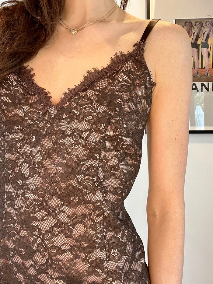 Brown Lace Dress - 8