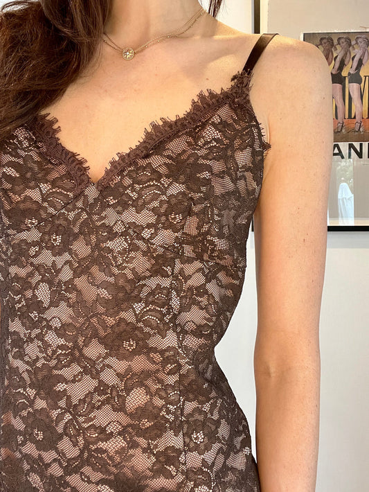 Brown Lace Dress - 8