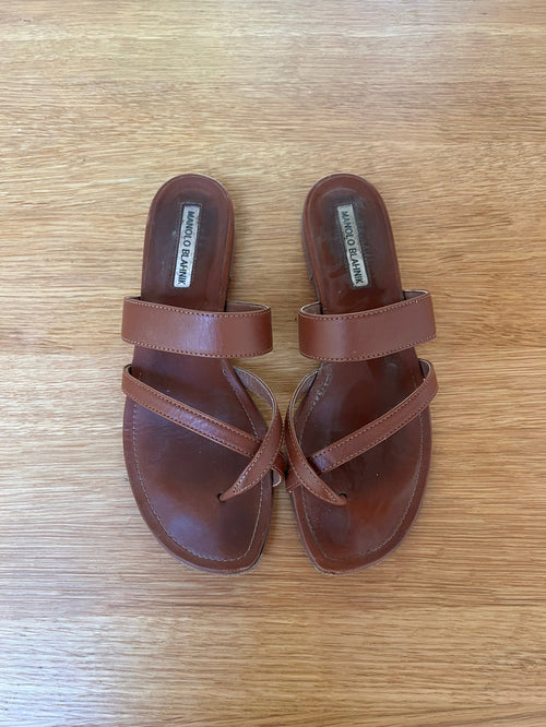 Brown Leather Sandals - 8