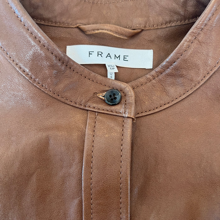 Brown Leather Shirt - XS
