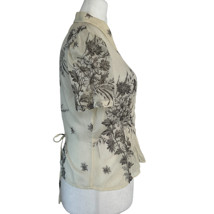 Cream Shirt w/Prints - M