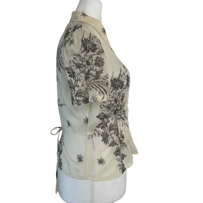 Cream Shirt w/Prints - M