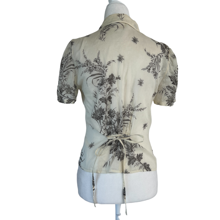 Cream Shirt w/Prints - M