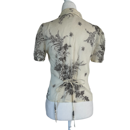 Cream Shirt w/Prints - M