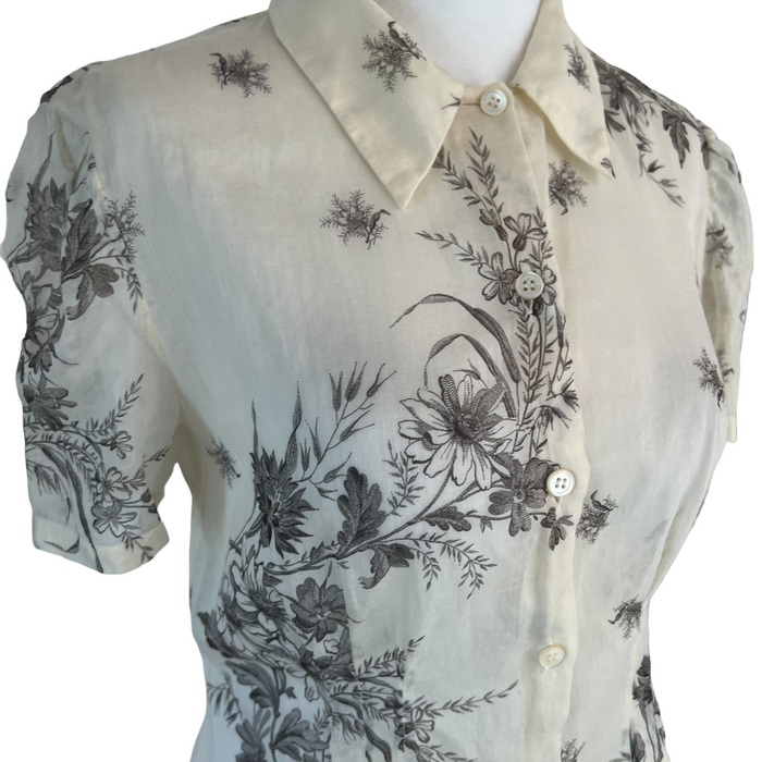 Cream Shirt w/Prints - M