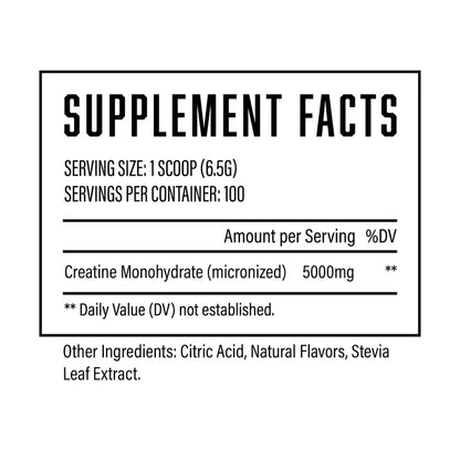 Supplement Facts Flavored Creatine