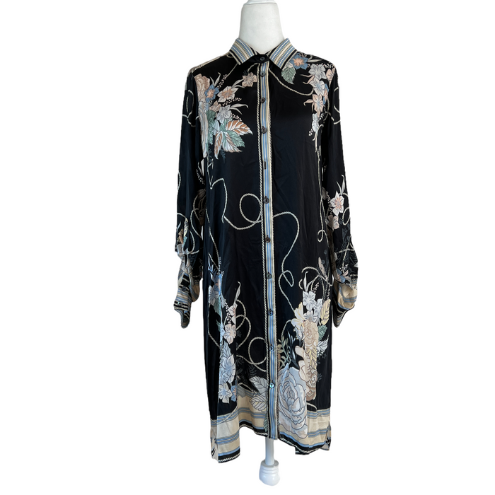 Flower Print Shirt Dress - S
