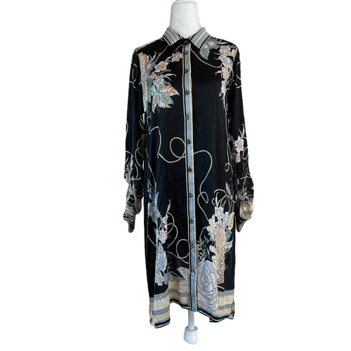Flower Print Shirt Dress - S