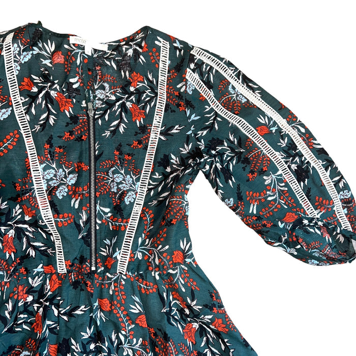 Green Floral Print Dress - S