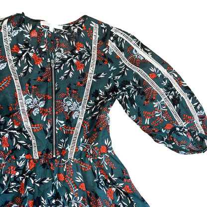 Green Floral Print Dress - S