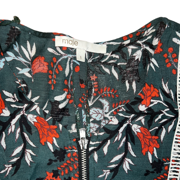 Green Floral Print Dress - S