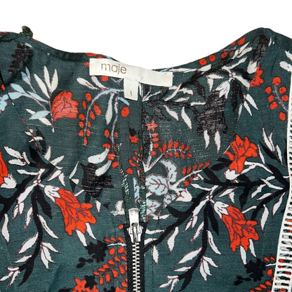 Green Floral Print Dress - S