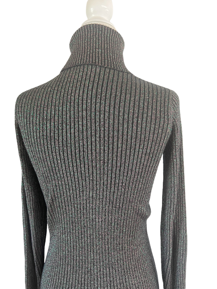 Grey and Green Metallic Turtleneck