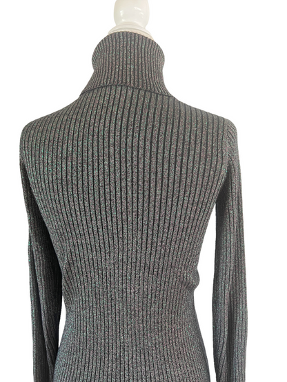 Grey and Green Metallic Turtleneck