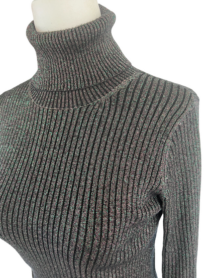 Grey and Green Metallic Turtleneck