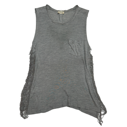 Grey Silk Tank Top w/Chains - XS