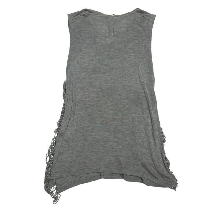 Grey Silk Tank Top w/Chains - XS