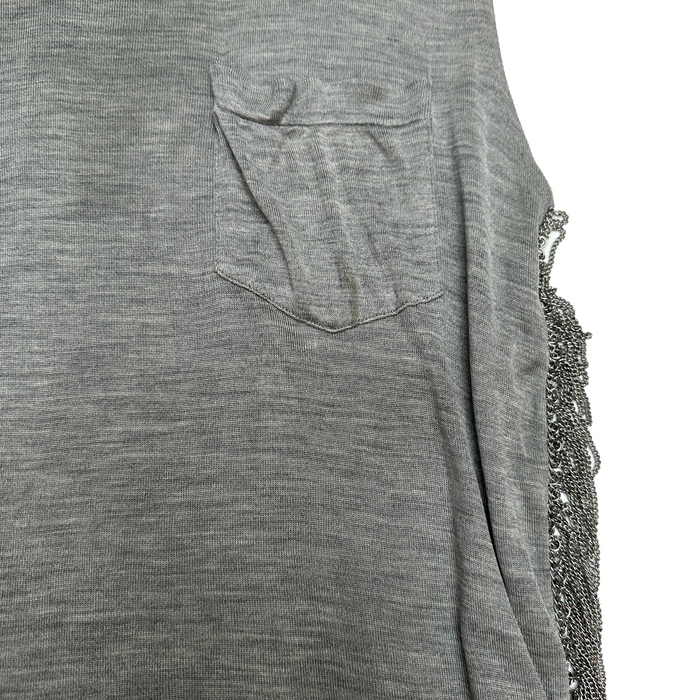 Grey Silk Tank Top w/Chains - XS