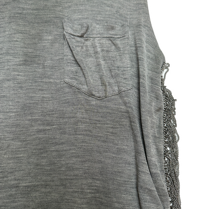 Grey Silk Tank Top w/Chains - XS