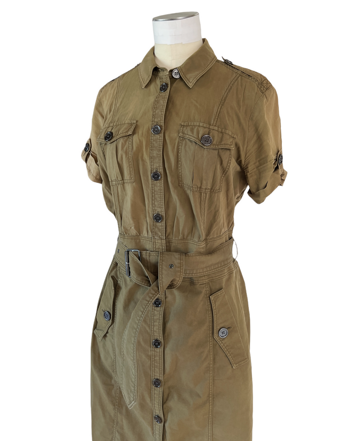 Kaki Cotton Dress - 8