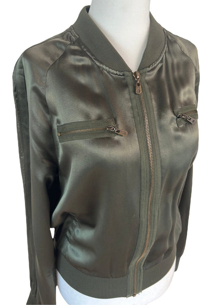 Kaki Silk Bomber - M
