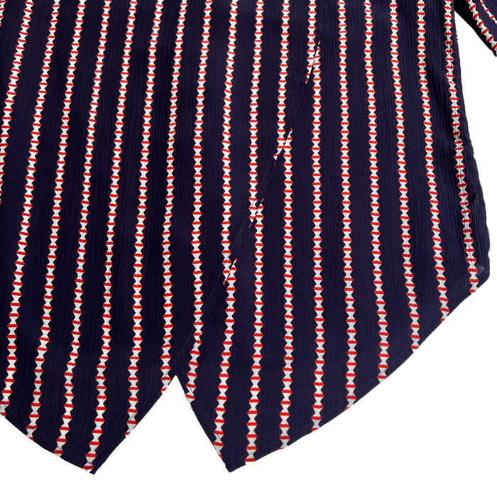 Navy Print Silk Shirt - 4