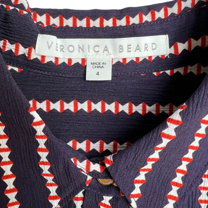 Navy Print Silk Shirt - 4