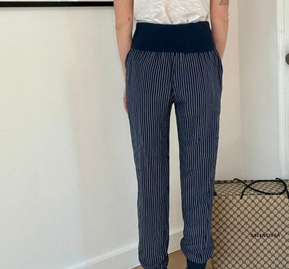 Navy Silk Pants - S
