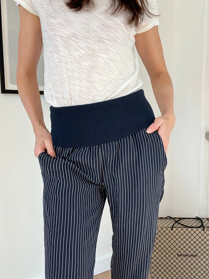 Navy Silk Pants - S