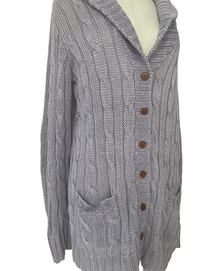 Purple Linen Cardigan - L