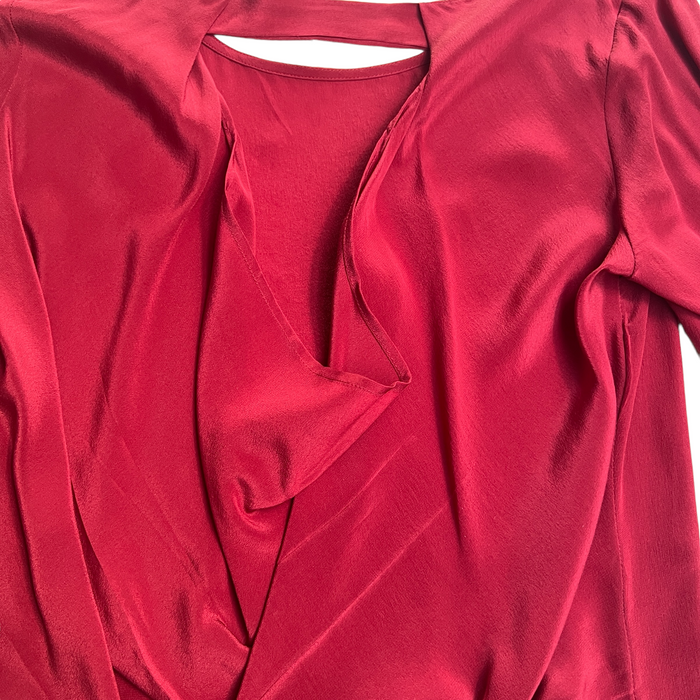 Red Silk Blouse - S