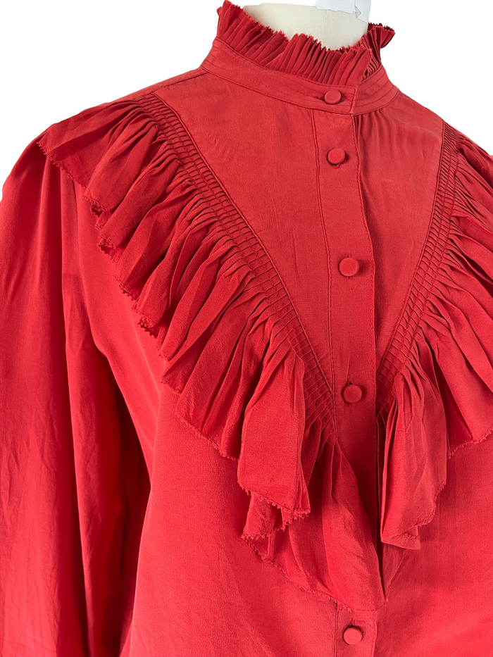 Red Silk Shirt - XS